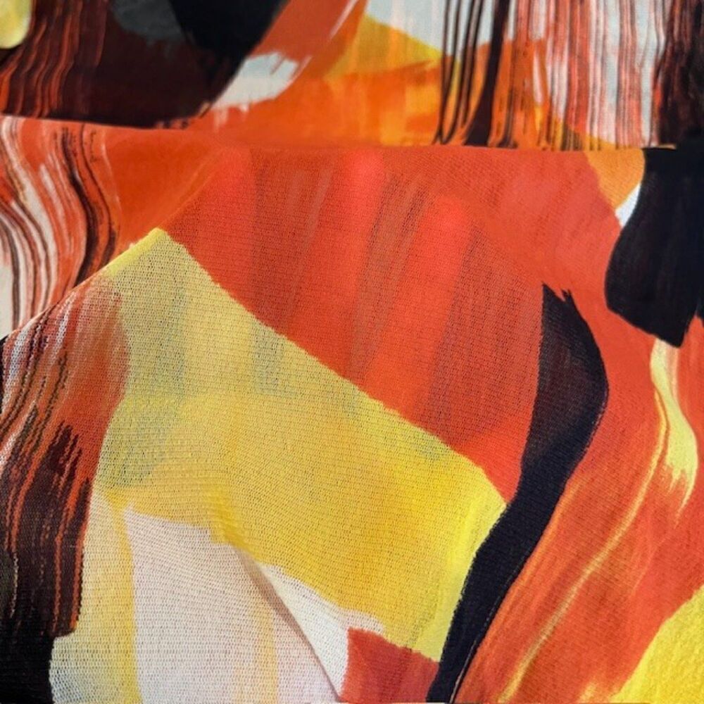St. John SoCa Sheer Bright Abstract‎ Print Mock Neck Long Sleeve Top Size Small - Picture 7 of 11